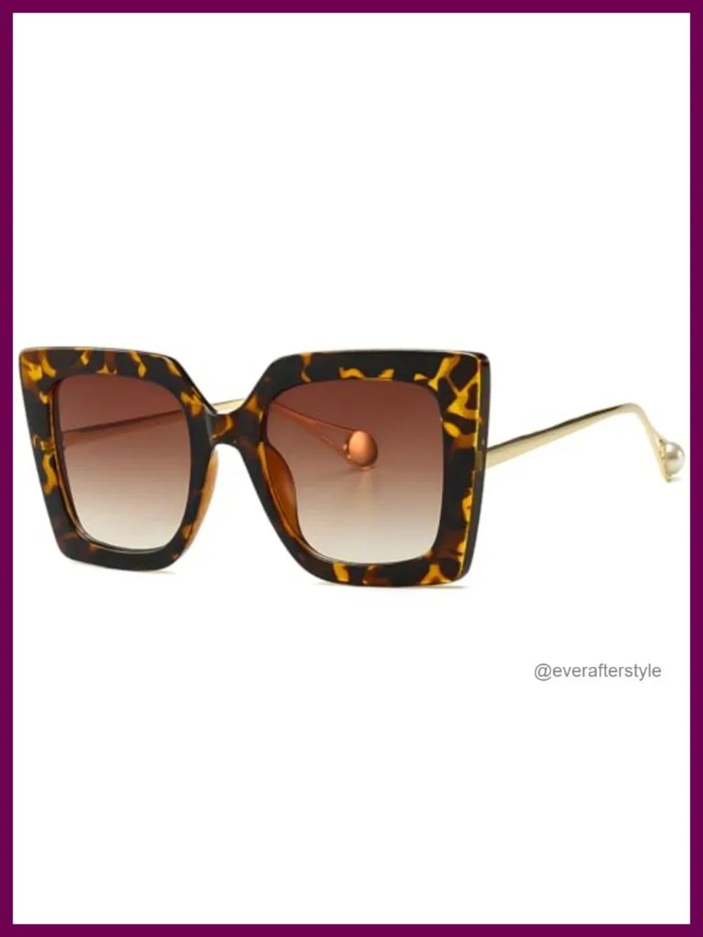 Oversized Square Sunglasses UV400 Protection Retro Pearl Inlay Fashion Shades